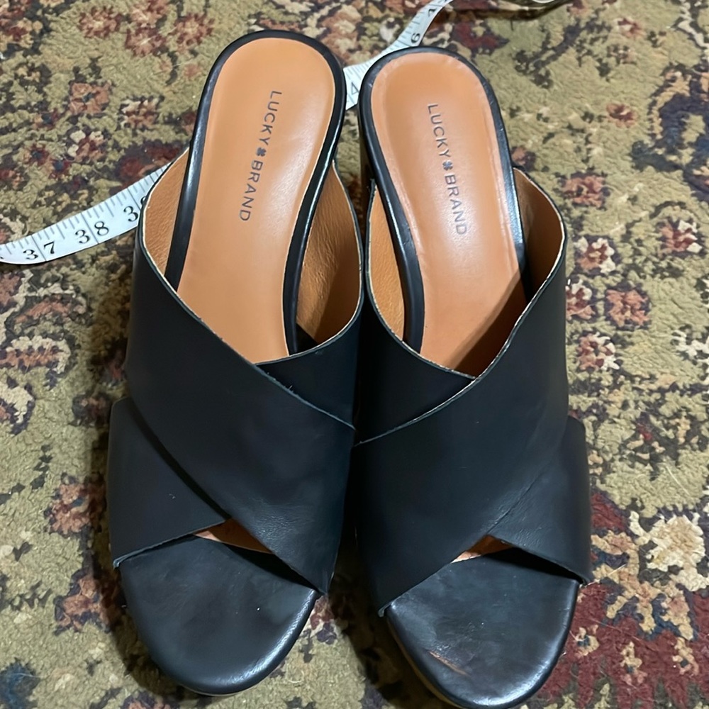 Lucky Brand Takara Black Platform Strappy Sandals 8.5